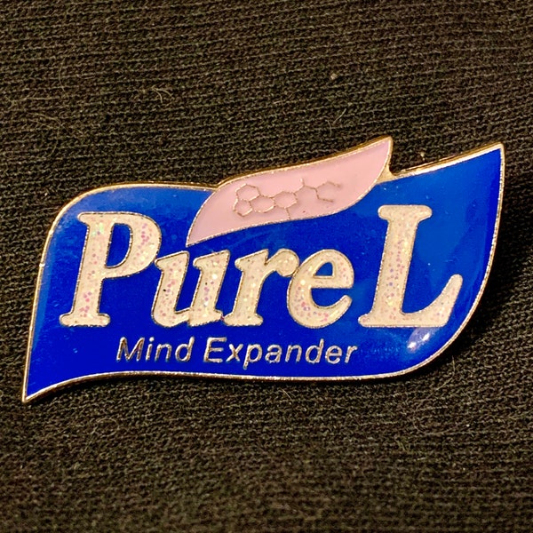 Pure L mind expander hat pin, LSD molecule, hippie, lapel pin, trippy, acid