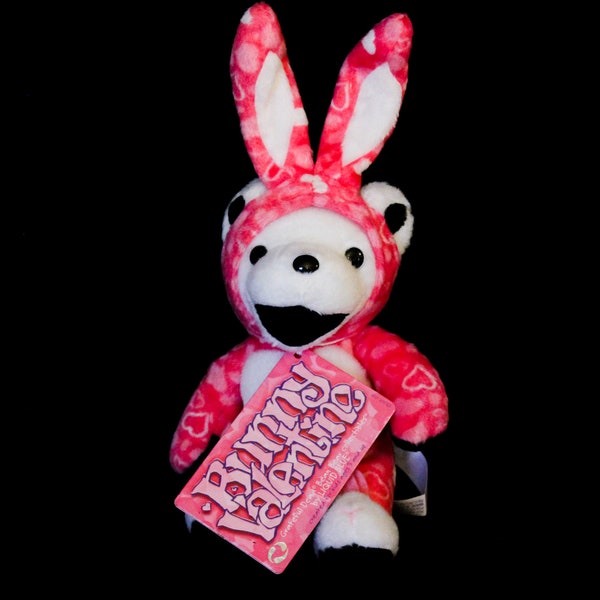 Grateful Dead Bunny Valentine plush bear, beanie bear, rare, vintage, liquid blue, hippie, collectable, dancing bear, dead tour