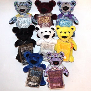 Limited Edition Grateful Dead Plüsch Bären von Liquid Blue, hippie, Casey Jones, Black Peter, Wharf Rat, Mardi Gras, beanie Bär