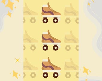 Retro Roller Skates Digital Art Print, Vintage Groovy Wall Art, Instant Download, Home Decor