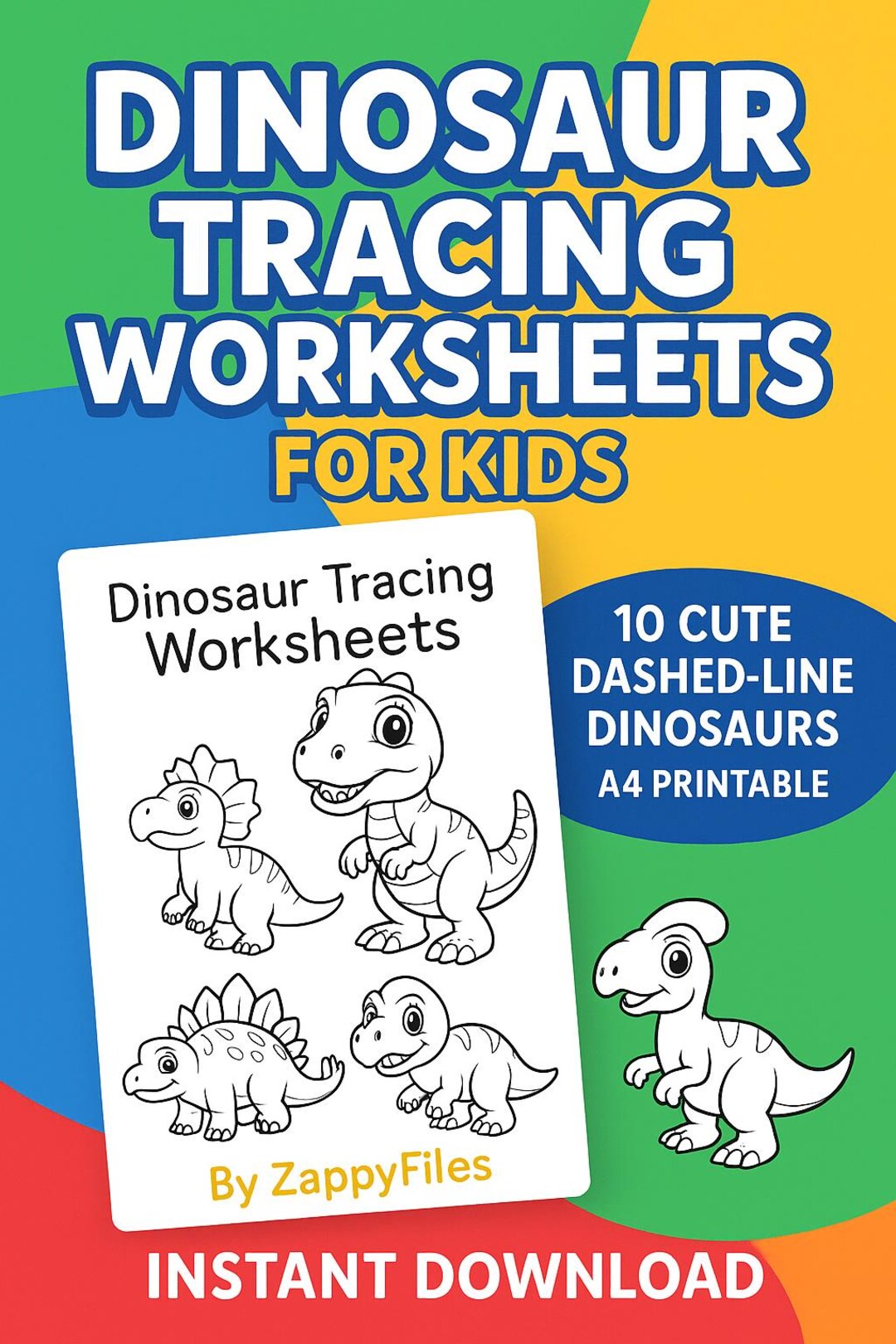 Zappyfiles|dinosaur Tracing Worksheets: Preschool Handwriting Practice ...