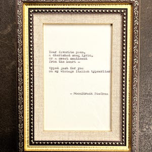 Hand-typed custom typewriter print on A6 cotton paper, custom quote, poem, or song lyric, 4 x 6, unique gift idea