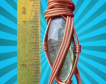 Copper Wrapped Labradorite Pendant