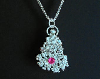 The Heart Sigil -  Rubellite Tourmaline Alchemy Pendant in Fine & Sterling Silver