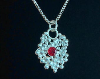 The Crimson Catalyst – Garnet Alchemy Pendant in Fine & Sterling Silver