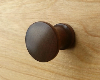 Contemporary Round Walnut Wood Cabinet Knob