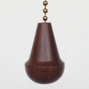 Walnut Wood Ceiling Fan Pull with Brass Chain