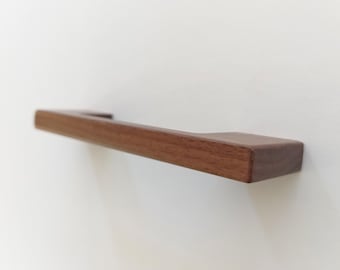 Slimline Walnut Wood Cabinet Pull -- Small