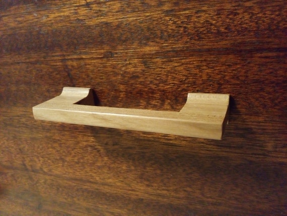 Hickory Wood Cabinet Pull With Coved Posts Etsy