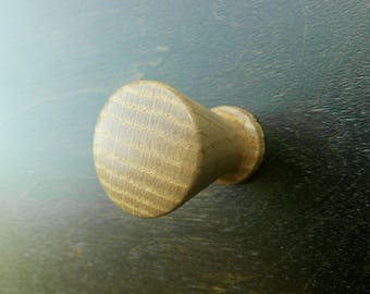 Bouton d'armoire rond en bois de chêne blanc d'échecs