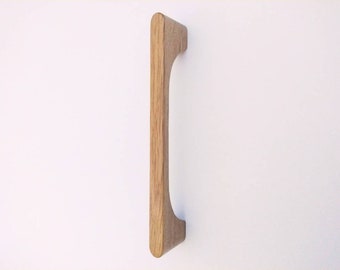 Handcrafted Designer Solid White Oak Cabinet Pull | Modern Wooden Drawer Handle