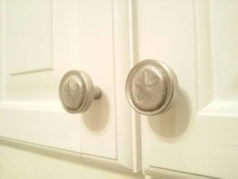 Round Pewter Sand Dollar Knob With Satin Finish Etsy