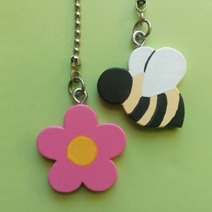 Bumble Bee and Flower Ceiling Fan Pull Chain Set