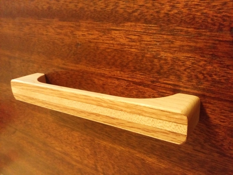 Maple Wood Cabinet Pulls with Oak Inlay