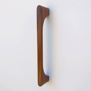 Handmade Solid Walnut Cabinet Pull - Modern Wooden Drawer Handle, 7" Designer Pull with Brass Inserts