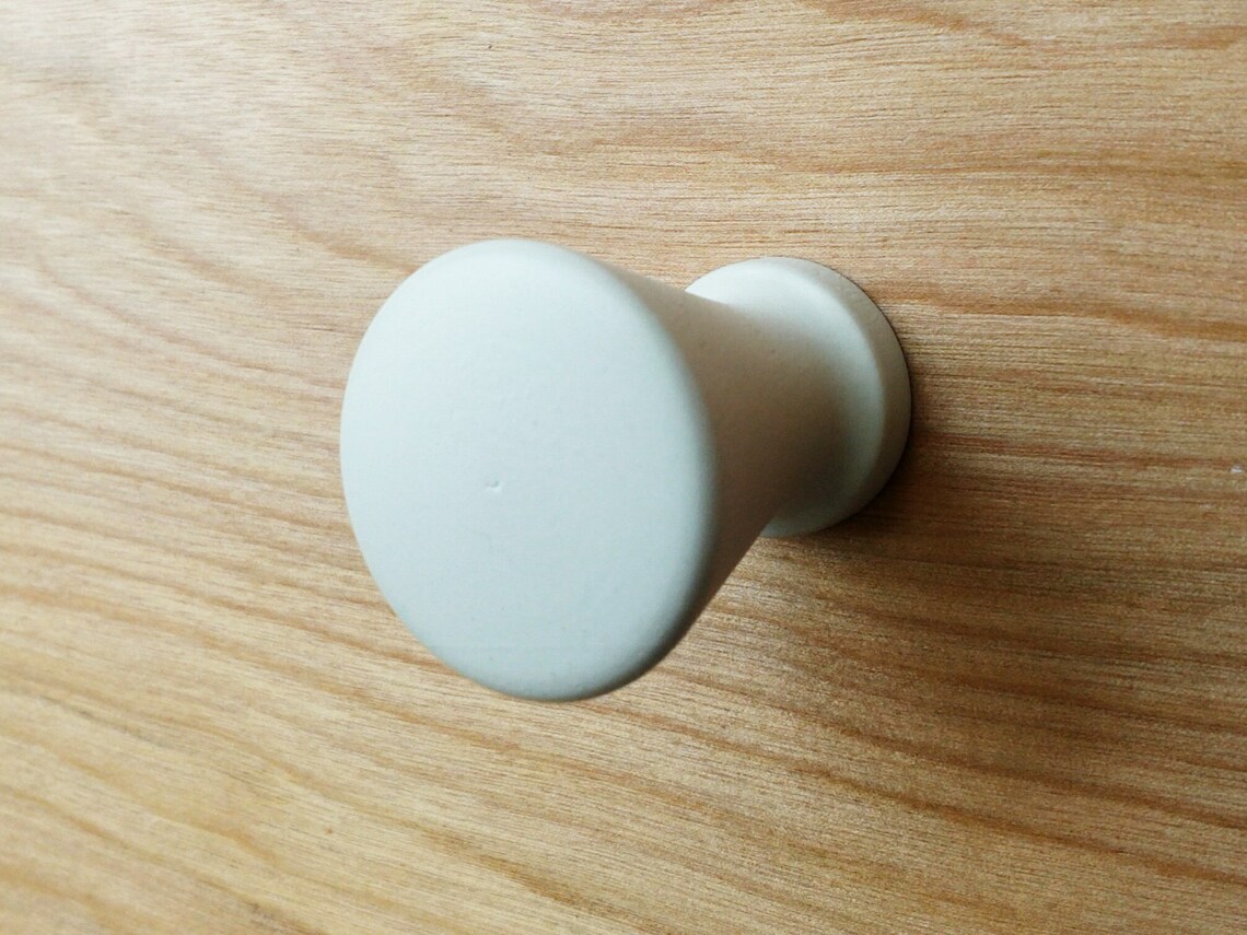 Designer Round White Wood Knob Etsy