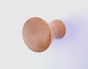 Designer Round White Oak Wood Cabinet Pull