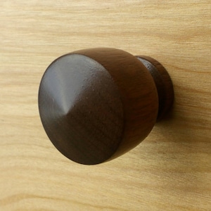 Mid-Century Modern Round Walnut Wood Cabinet Knob