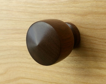 Mid-Century Modern Round Walnut Wood Cabinet Knob