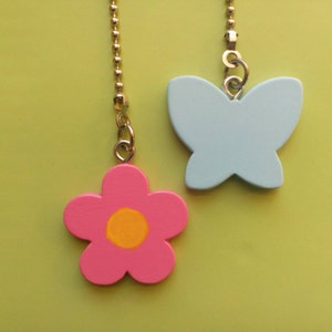 Butterfly and Daisy Flower Ceiling Fan Pull Chain Set