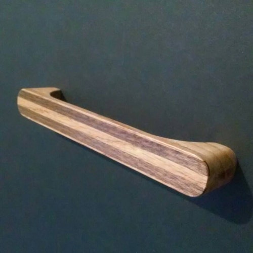 Oak Wood Pull With Walnut Inlay Etsy
