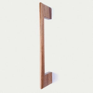 Contemporary Walnut Wood Cabinet Pull With Rounded Handle and Ends