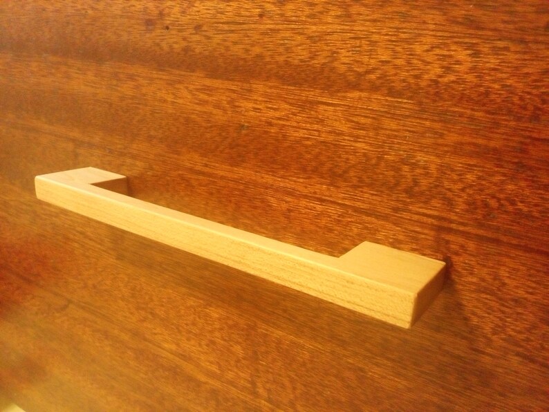 Contemporary Hickory Wood Cabinet Pull Etsy