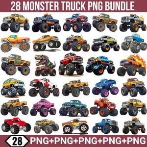 Monster Truck Png Bundle, Big Truck Sublimation Designs, Kids Monster Truck, Offroad Truck, Monster Truck Clipart, Truck Clipart, for Cricut