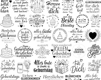German Birthday Plotter File Svg Bundle, German Birthday Sayings, Birthday Quotes, Birthday Svg, Birthday Shirt Svg, for Cricut, Silhouette