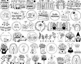 Deutsches Frühlings-Plotter-Datei-Bundle, Oster-SVG, Frühlingsgrüße-SVG, Zuhause-SVG, Oster-PNG, Gartengeschenke-SVG, Deutsches SVG, Für Cricut, Silhouette