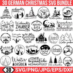 Christmas Plotter File Svg Bundle, Weihnachten Svg, Plotterdatei Weihnachten Svg, Christmas Houses, Christmas Svg, German Svg, For Cricut