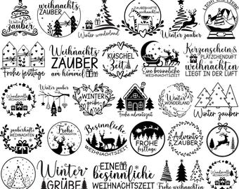 Christmas Plotter File Svg Bundle, Weihnachten Svg, Plotterdatei Weihnachten Svg, Christmas Houses, Christmas Svg, German Svg, For Cricut