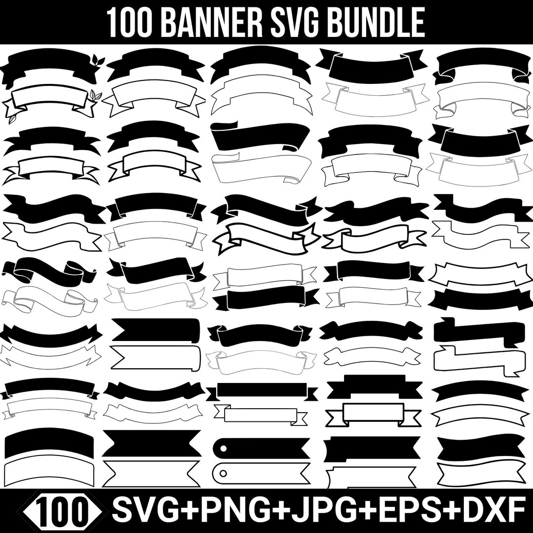 Banner SVG PNG Bundle: Vintage Ribbon SVG, Birthday Banner Svg, Banner ...