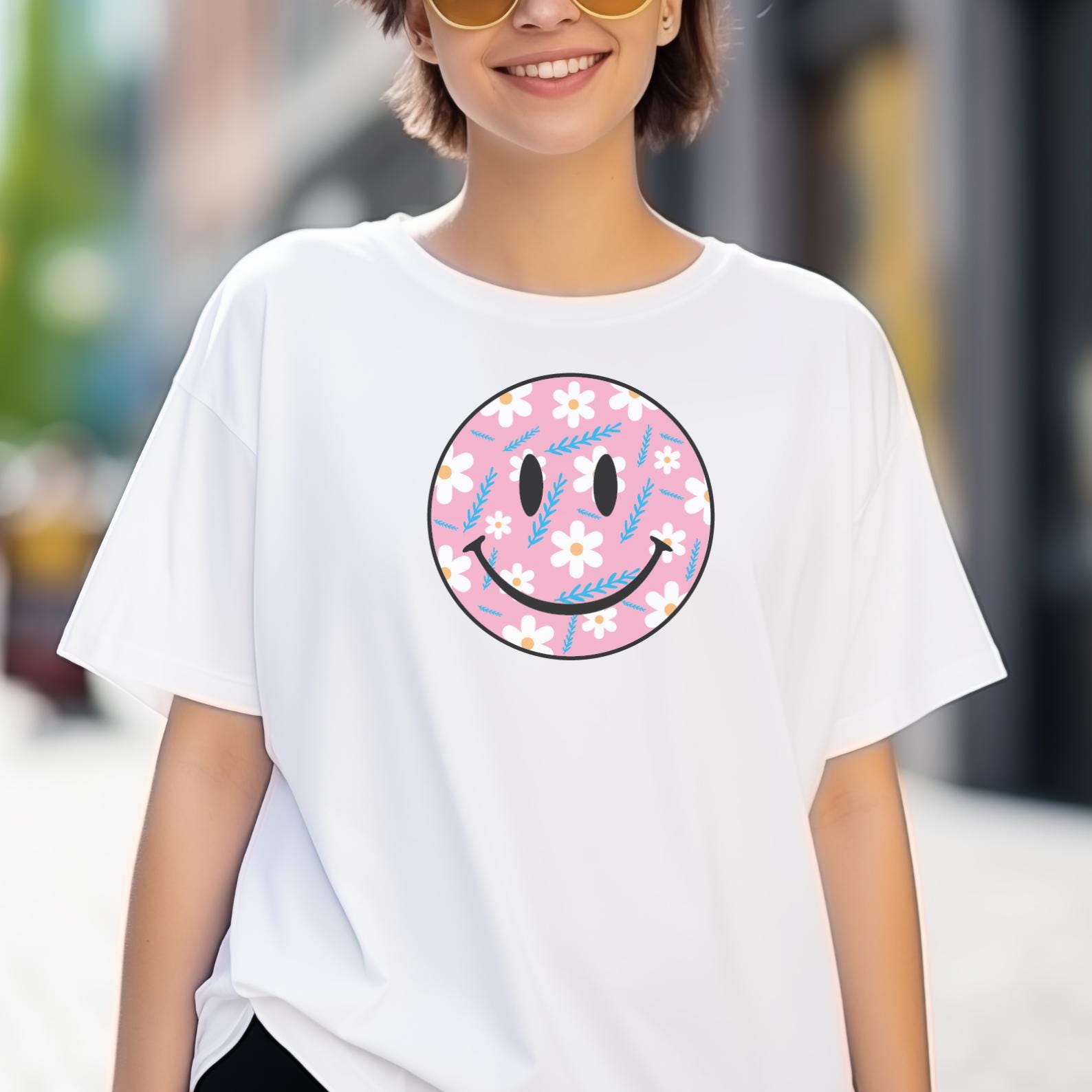 Smiley Face Png Bundle, Checkered Smiley Png, Daisy Smiley Png ...