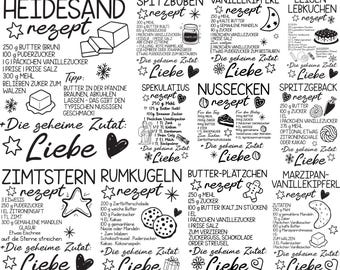 German Christmas Recipe SVG Bundle, German Baking SVG, Weihnachtsrezepte Svg, German Sayings Recipes, Holiday Baking Quotes SVG, For Cricut