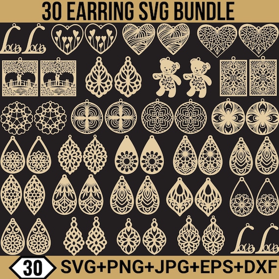 Earring Laser Cut Svg Bundle, Earring Svg, Wood Earrings Svg, Glowforge Svg, Jewelry Svg, Teardrop Earrings Svg, Leather Earrings For Cricut