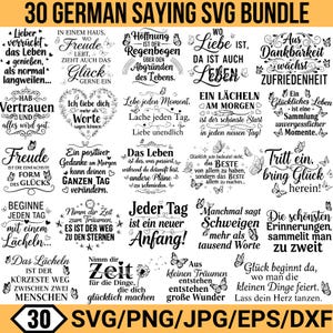 German Positive Sayings Plotter file SVG Bundle, Positive Saying, Inspirational Quotes, German Quotes, Laser file Saying, German For Cricut