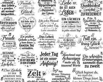 German Positive Sayings Plotter file SVG Bundle, Positive Saying, Inspirational Quotes, German Quotes, Laser file Saying, German For Cricut