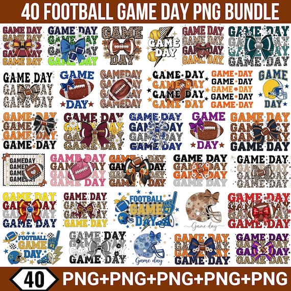 Retro Football PNG Bundle: Game Day Designs, Coquette Football Png, Retro Football Png, Colorful Football Design Png, Football for Cricut
