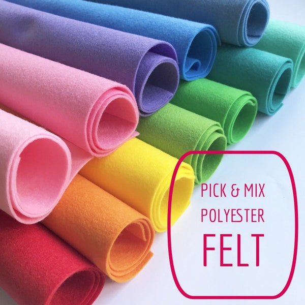 55cm x 65cm Large Polyester Felt Sheet - Pick and Mix - Choose from 50+ Colours!! - Soft Craft Felt - 1mm thick