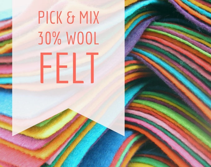 Featured listing image: 12 inch (30cm) Wool Blend Felt Square - Pick Your Colours - Soft Craft Felt Fabric