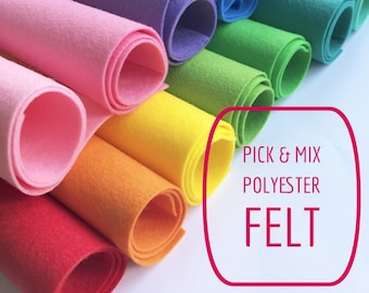 SAMPLE SIZE - 13cm x 16cm Polyester Felt Sheet - Pick and Mix - Choose from 50+ Colours!! - Soft Craft Felt - 1mm thick