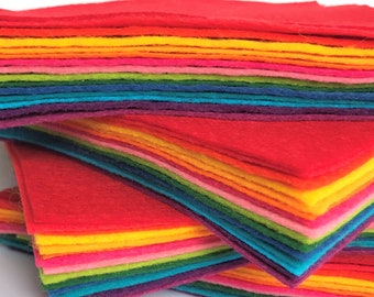 Brights Felt Collection - 15 Sheets - 30% Wool Blend Felt - Felt Bundle - Choose the sheet size - Bubblegum Pink, Turquoise, Orange, Red