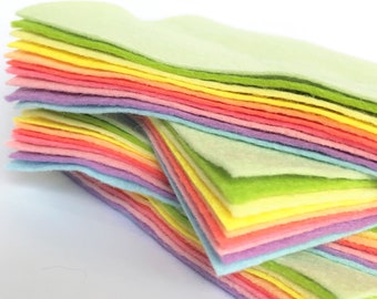 Candy Felt Bundle - 10 sheets of felt - Choose the Size - 30% Wool Blend Felt - Soft Craft Felt - Sherbet, Peach, Lilac, Pistachio, Pink