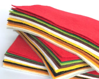 Christmas Felt Collection - 15 Sheets - 30% Wool Blend Felt - Felt Bundle - Choose the sheet size - Red. Green, Gold, Yellow, White, Black