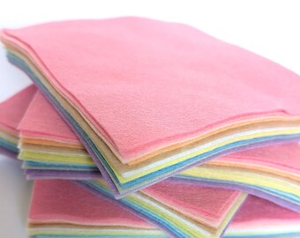 Pastels Felt Collection - 14 Sheets - 30% Wool Blend Felt - Felt Bundle - Choose the sheet size - Powder Blue, Baby Pink, Peach, Pistachio