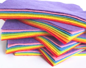 Over the Rainbow Felt Collection - 7 sheets of felt - Choose the Size - 30% Wool Blend Felt - Soft Craft Felt - Red, Yellow, Green, Pink