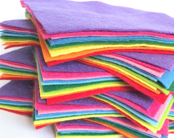 Over the Rainbow Felt Bundle - 10 sheets of felt - Choose the Size - 30% Wool Blend Felt - Soft Craft Felt - Red, Orange, Green, Blue, Pink