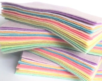 Pastels Felt Collection - 15 Sheets - 30% Wool Blend Felt - Felt Bundle - Choose the sheet size - Powder Blue, Baby Pink, Peach, Pistachio