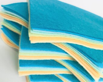 Coral Reef Felt Collection - 7 sheets of felt - Choose the Size - 30% Wool Blend Felt - Soft Craft Felt - Aqua, Turquoise, Green, Blue